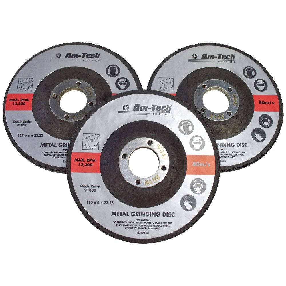 3pc 115mm Metal Grinding Disc -  x 3pc metal amtech grinding disc 115mm grinder discs cutting angle 6 45 depressed centre